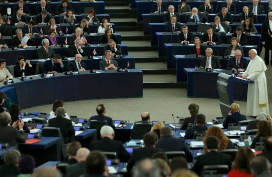 Pope Francis addresses the European Parliament in Strasbourg